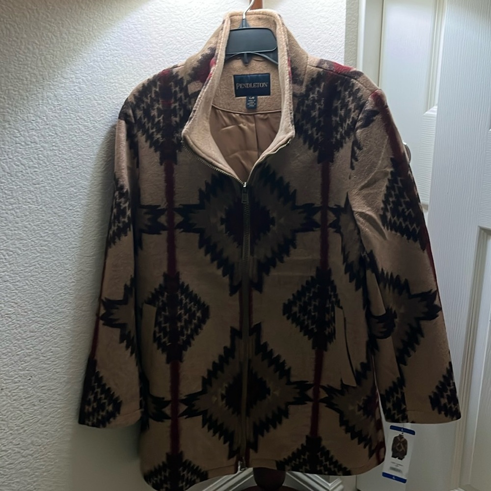 Pendleton Women's Wool Blend Walker Coat Tan Size Large - NEW